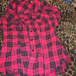 Abbey Dawn plaid button down shirt